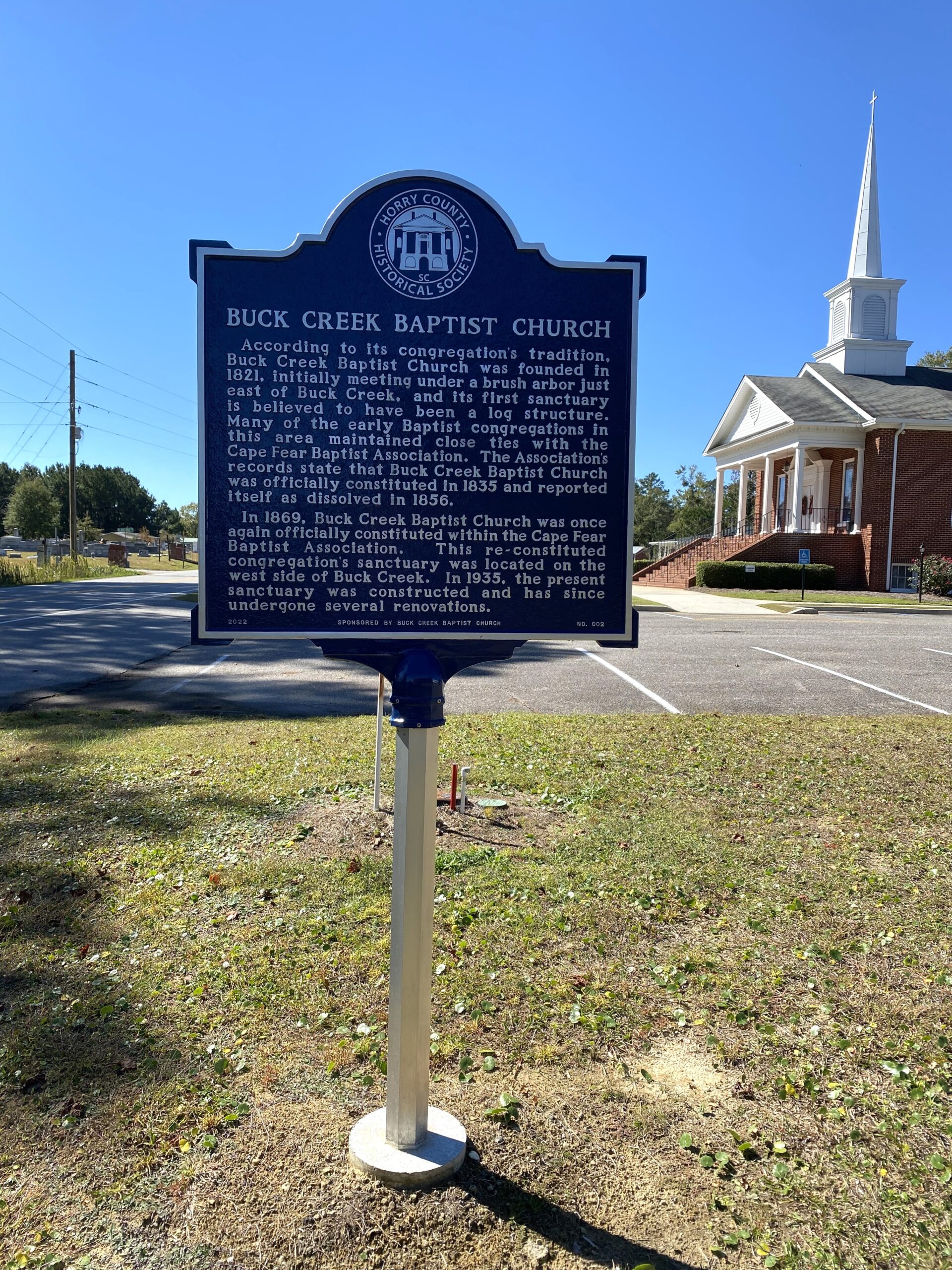 Buck Creek Baptist Church Horry County Historical Society